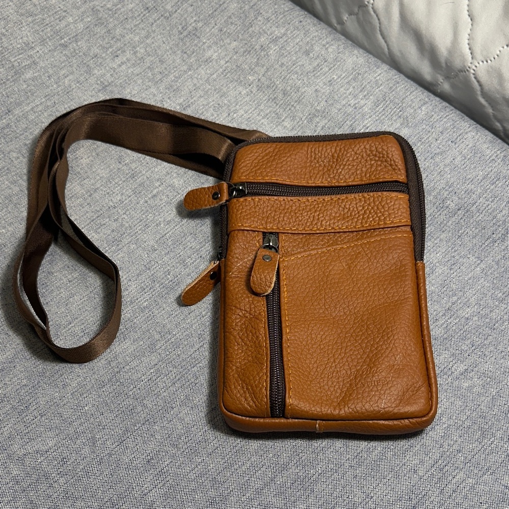 Elegant Tan Faux Leather Mini Bag